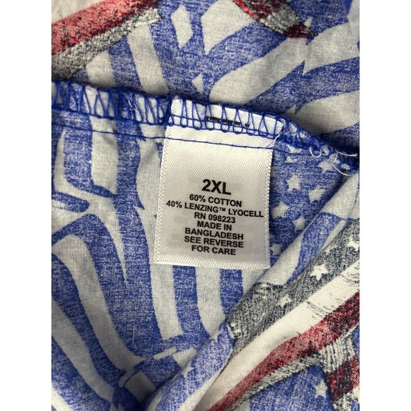 Magellan Outdoors Men's Hawaiian Shirt American Flag Marlin 2XL Red White Blue C - Picture 4 of 7